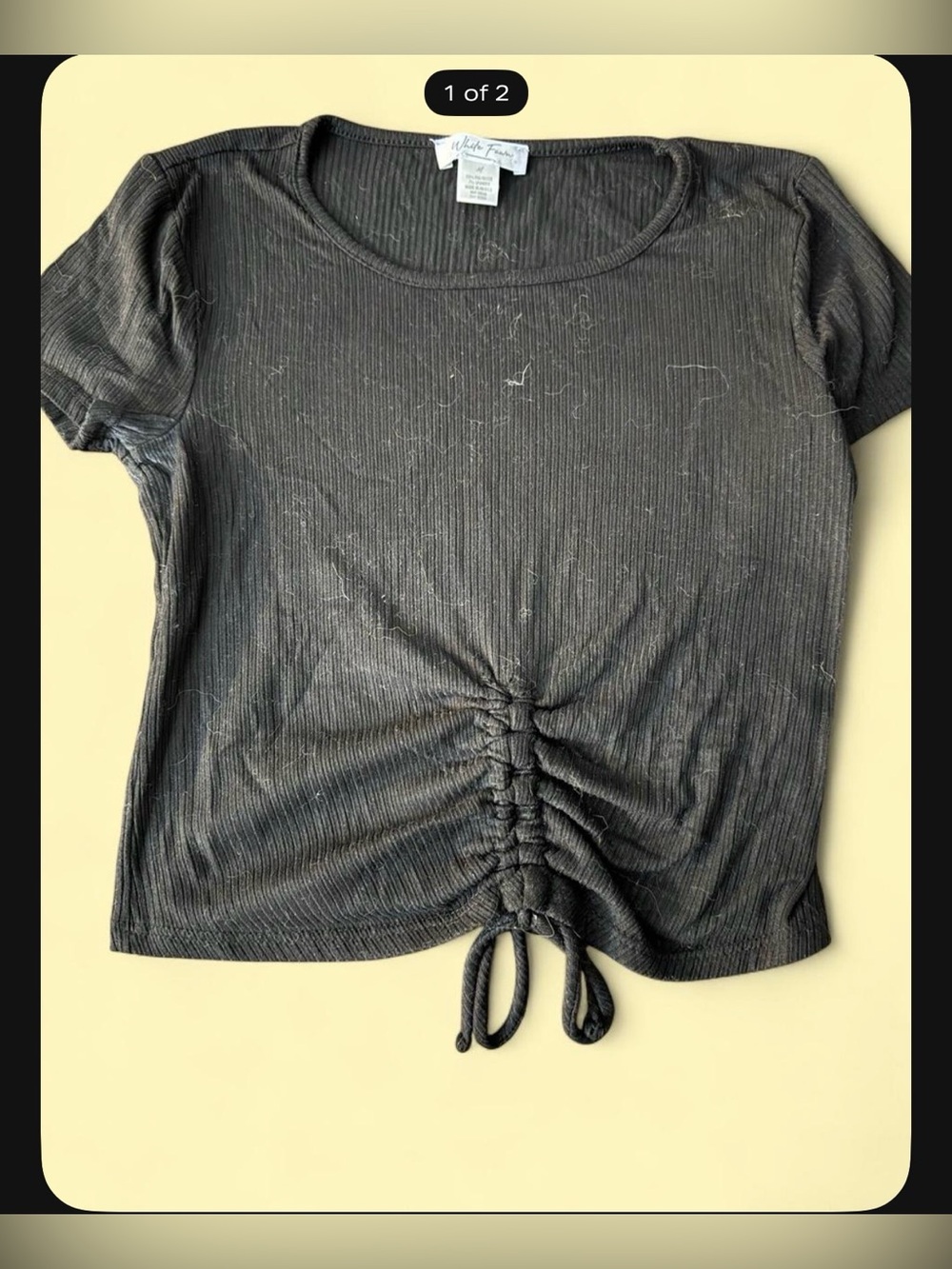 Ruched Front Short Sleeve Top - Black